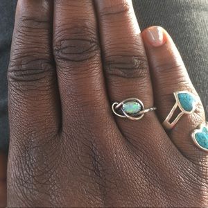 925 Sterling Silver Vintage Rainbow Opal Ring